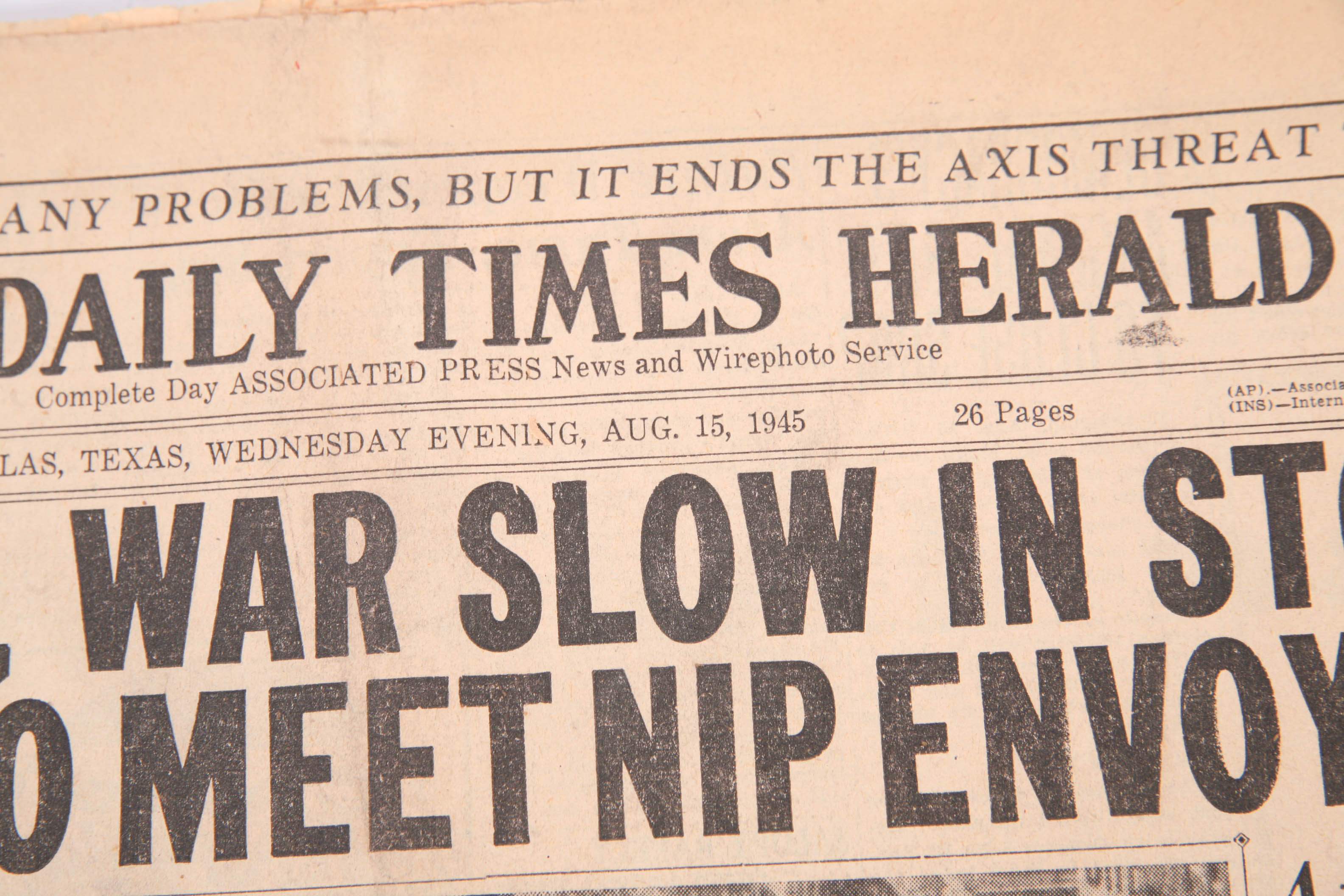 1945 Newspapers Announcing the End of WWII EBTH